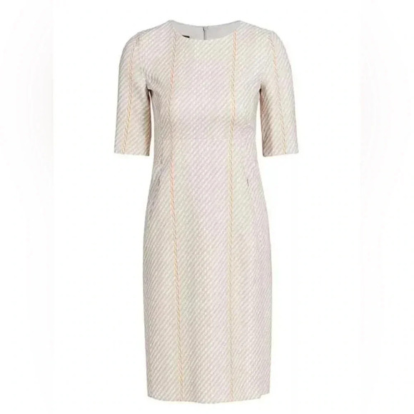 AKRIS Tweed Double Face Wool Sheath Dress Clay Sunrise Size 6 NWT - Picture 3 of 14